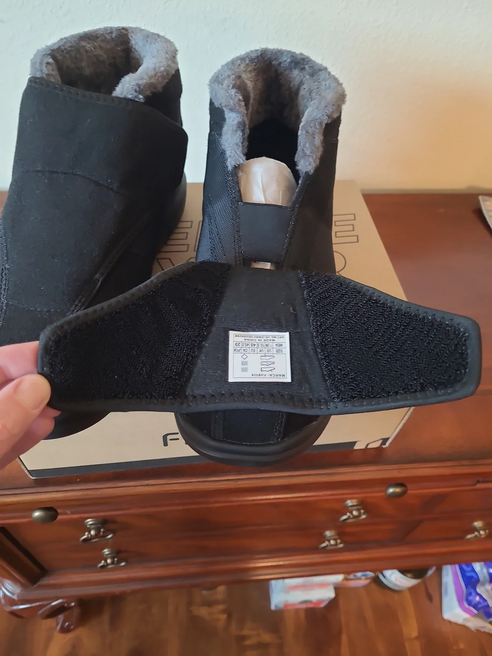 FitVille Men's Diabetic Black Winter Ankle Boots with Plush Lining